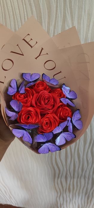 Букет из атласной ленты