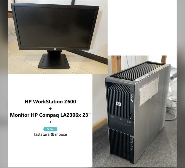 Workstation HP Z600 - 2x Xeon 24 threaduri, 24GB RAM, Quadro + monitor