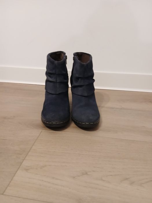 Botine/Ghete damă  piele întoarsă indigo