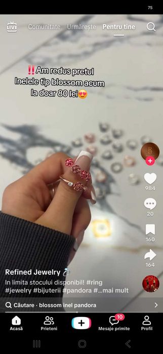 Inele Pandora tiktok peach bloosom whatsapp