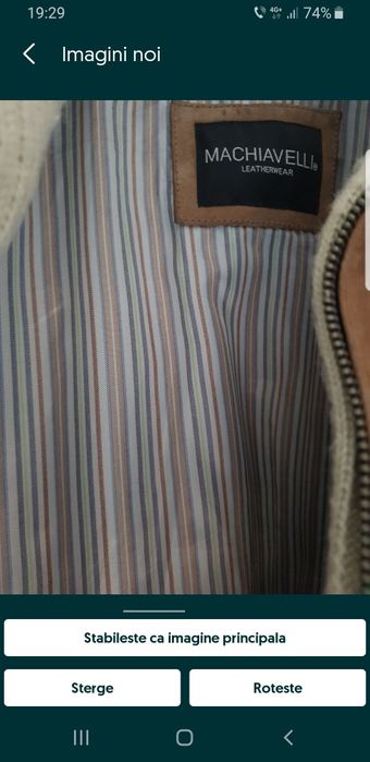 Geaca piele Machiavelli L,nr 50,cu 4 gulere noi de schimb