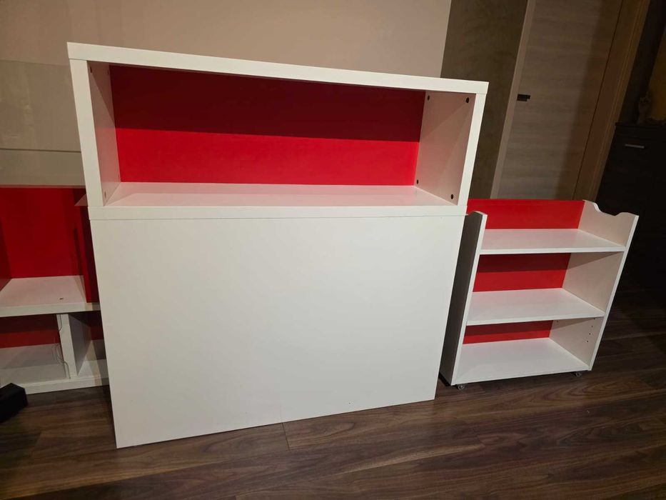 Dulapior Biblioteca 97×30×100 Alb cu Rosu