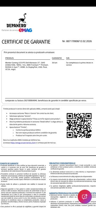 Monitor Alienware 27' AW2724DM in garantie