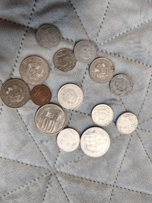 Lot 14 monede românești vechi – lei/bani – perioada comunistă și postcomunistă