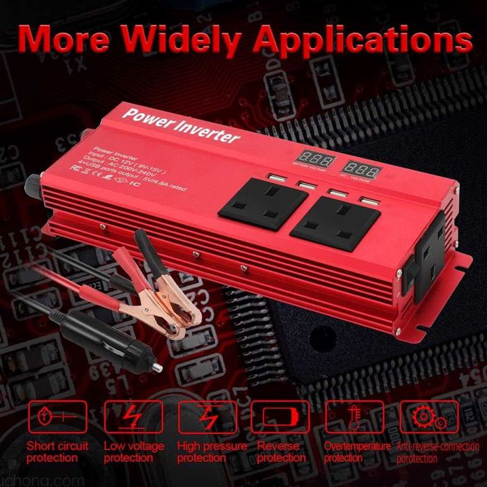 Преобразувател за ток/инвертор, от 12V на 220V, 2000W