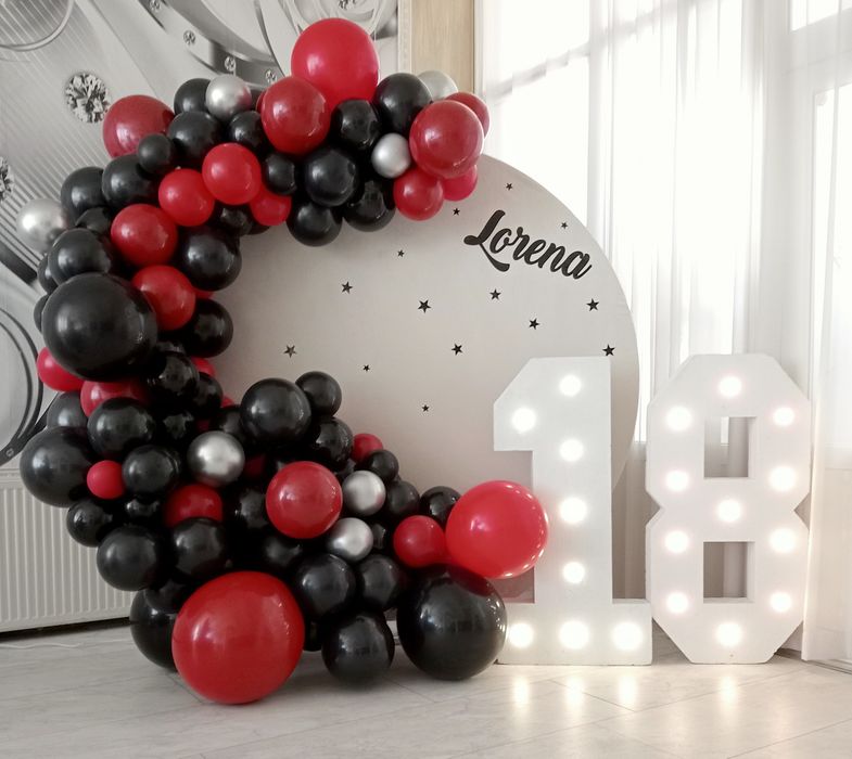 Arcada, Cifre 18, Decor baloane heliu, majorat, botez, nunta
