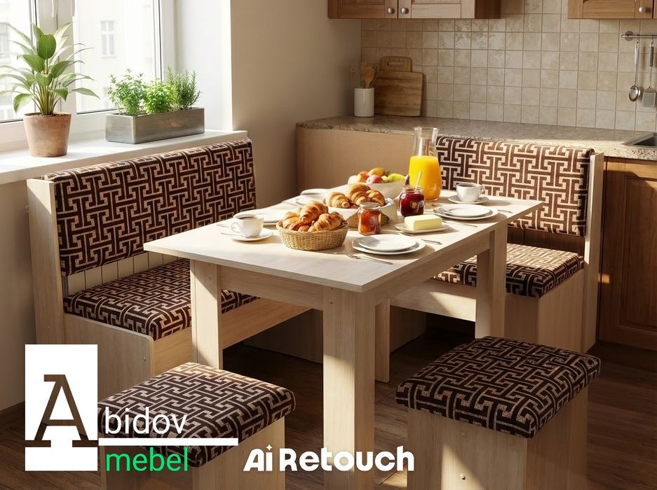 Современный кухонный комплект, гармонично и уютно.