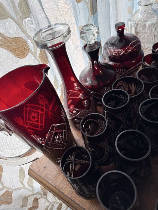 Set pahare rubin si cristal