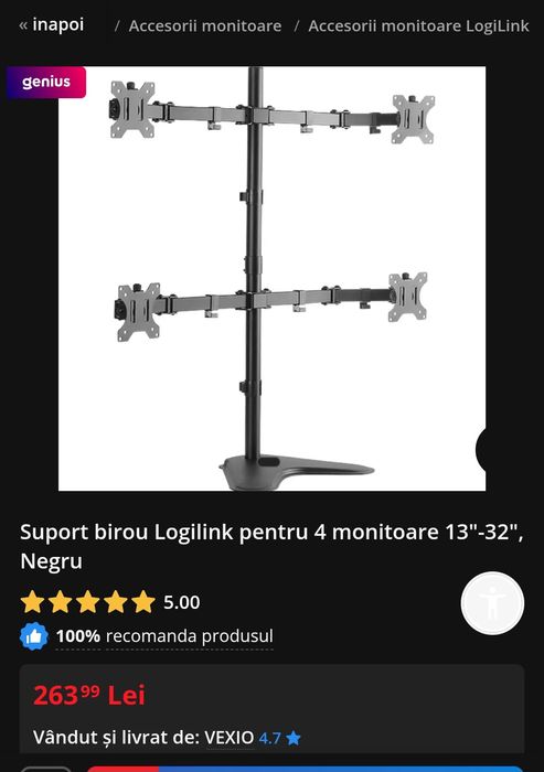 2 monitoare 27" + Suport 4 monitoare