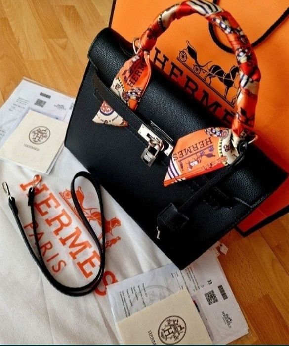 Geanta Hermes Kelly Medium Noir, curea detasabila,saculet, etichetă