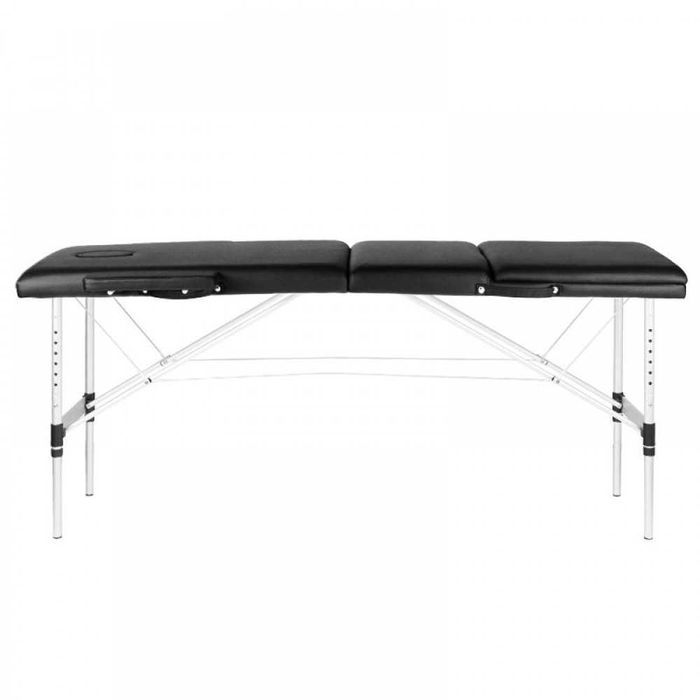 Преносима трисекторна кушетка Komfort 186х59х62/80 см -бяла/черна/сива