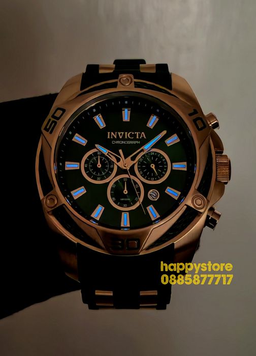 INVICTA Vanguard Green/Gold 50mm, Инвикта нов ръчен часовник