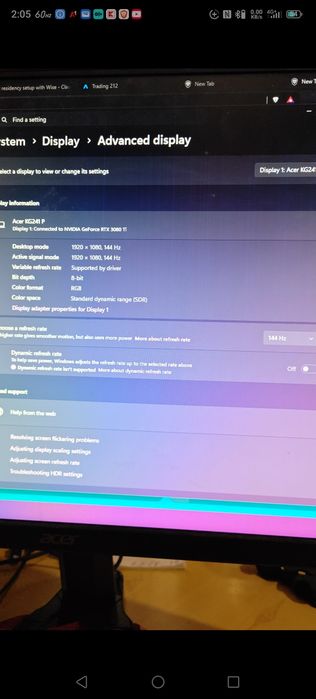 Acer KG241 P 144hz 1920x1080p 1ms response Monitor