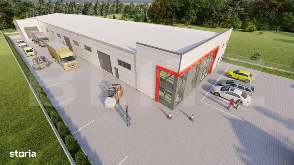 Hala moderna, acces din E576, birouri, 1658 mp utili, rampa andocare,