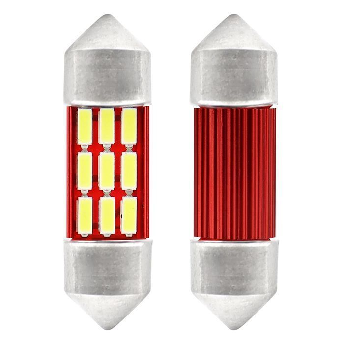 Set 2 becuri auto Vertex LED, C5W SV8.5-8, 12SMD 4014, 2W, 31mm, Canbus, 12-24V, leduri alb sofit Festoon