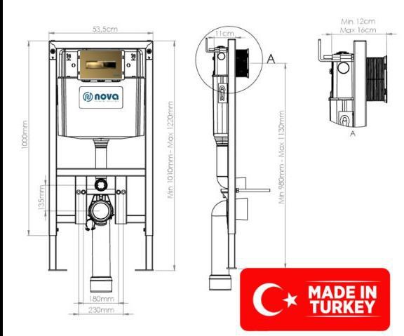 Инсталляция NOVA из Турции! с Кнопкой смыва. Бренд NOVA Турция!