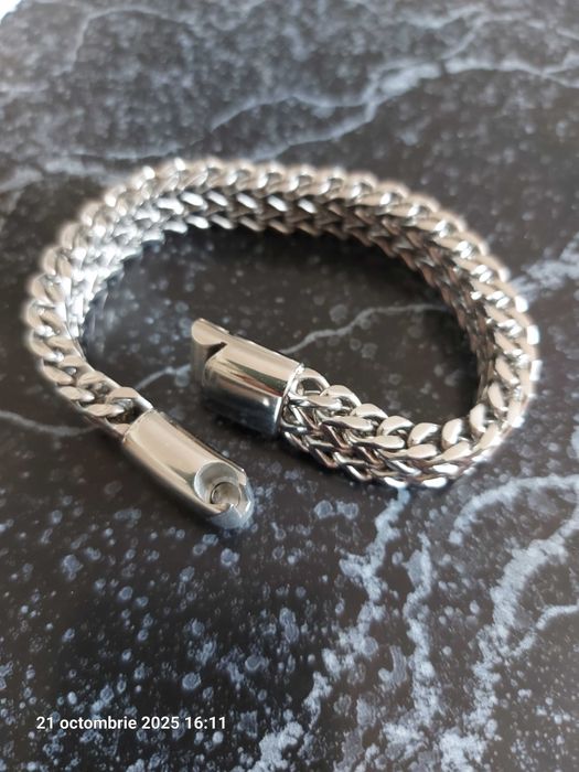 Bratara dama inox si pt barbat inox cu piele si capuri dragon