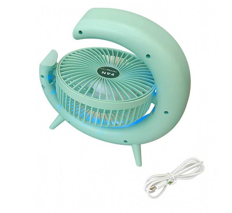 Преносим вентилатор, RGB, въртящ, акумулаторен, 5VDC, 5W