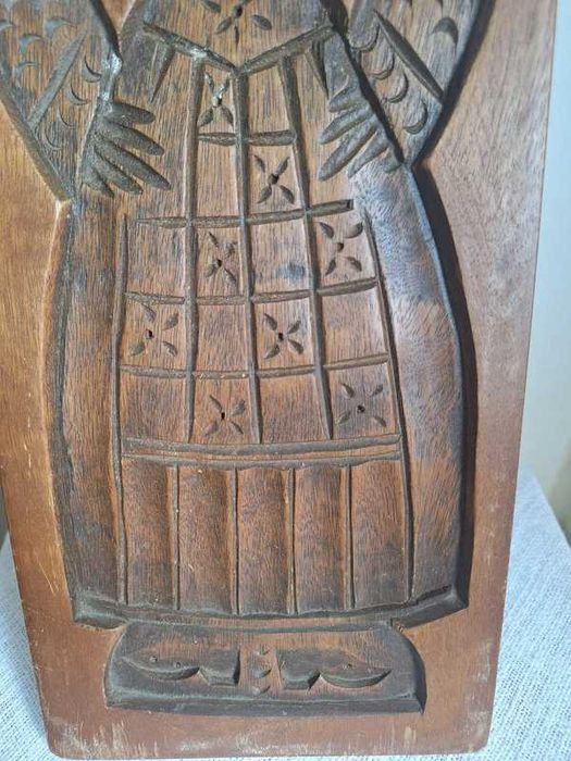 Panou sculptat în lemn de fag, stil german, semnat Sauerung – 50 cm, vintage