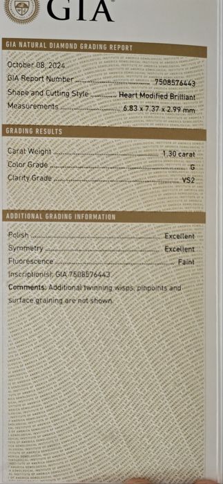 Inel logodna diamant inima 1.30 carate G vs2 superb