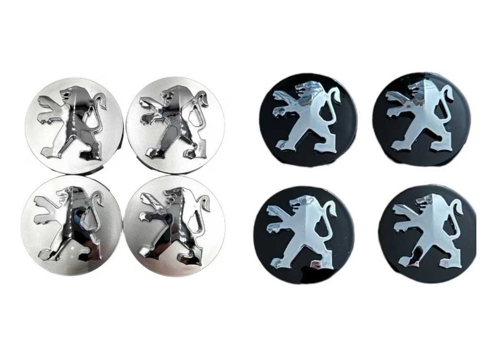 Capace jante aliaj Peugeot 60mm exterior - Negru - Argintiu