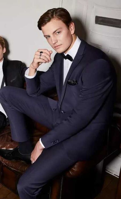 Sacou blazer slim 48 M premium Cinque lana super 120's navy