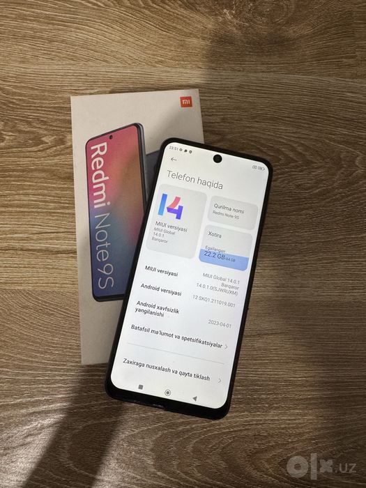 Xiomi Redmi note 9S