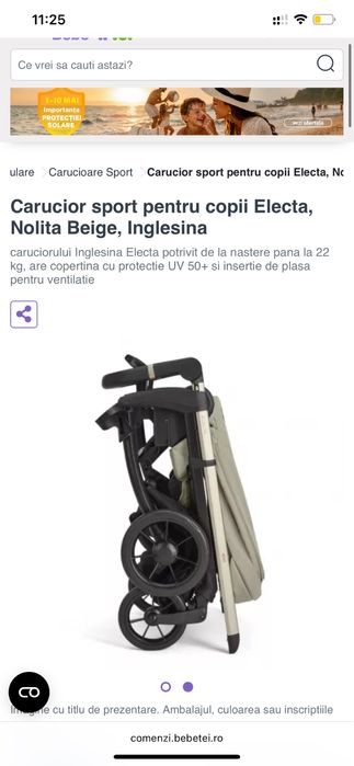 Carucior Sistem 3 in 1 Electa Quattro Darwin, Nolita Beige, Inglesina cu scoica si landou