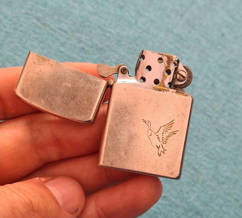 Bricheta Din Argint 950 Japan Veche Pe Benzina Stil Zippo