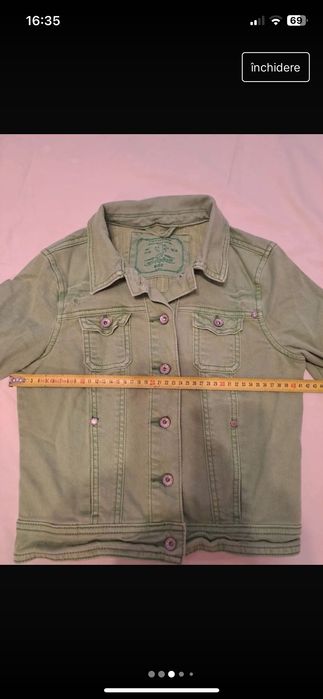 Vând geacă scurtă jeans verde xs