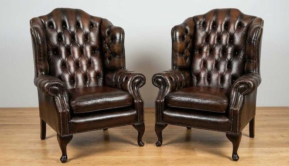 Set fotolii Chesterfield King, Piele vaca