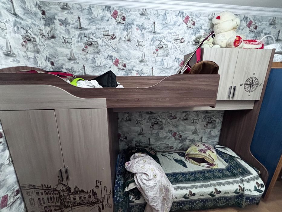 Двухярусная кравать со шкафом Евромебел