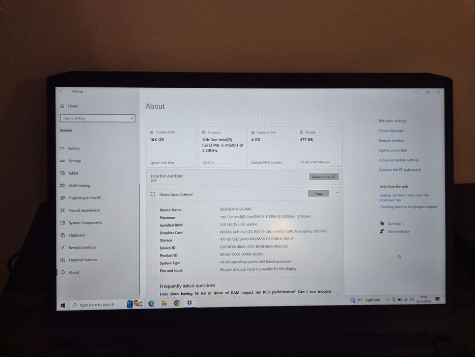 Vând laptop Lenovo IdeaPad Gaming 3