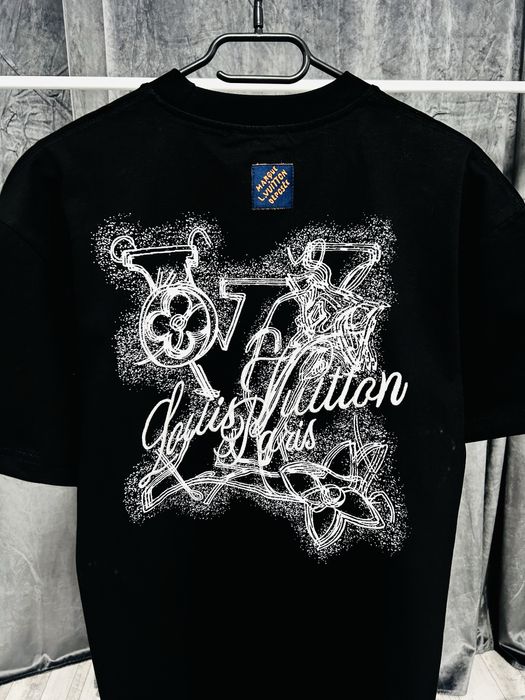 Louis Vuitton tricou negru brodat model premium S-XXL nou