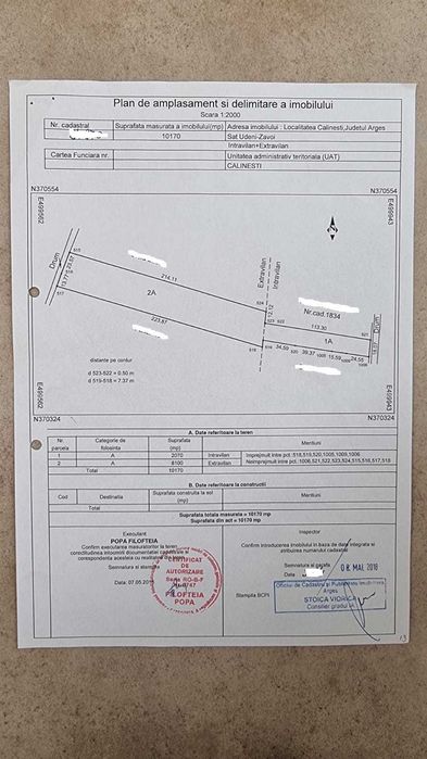 TEREN DE VÂNZARE – 12.239 mp, Comuna Călinești, jud. Argeș