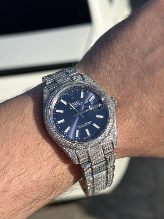 ceas rolex datejust pave 41,mm blue dial