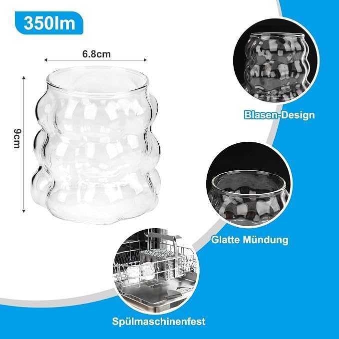 Комплект 2 чаши Bubble 350ml, боросиликат