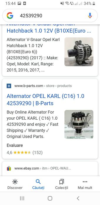 Alternator Opel Karl (C16) 1.0L 2015-2019