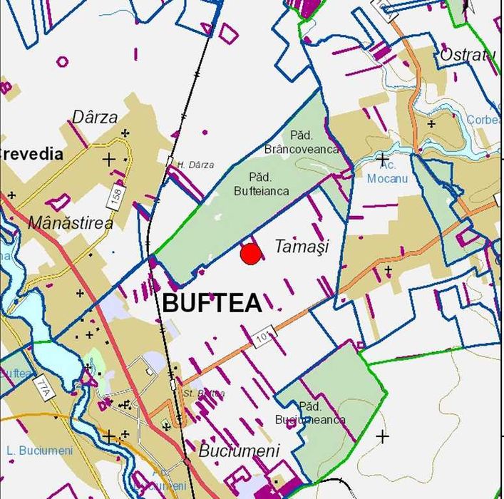 Teren intravilan 2000 mp Buftea langa padure puz cartier case vecin