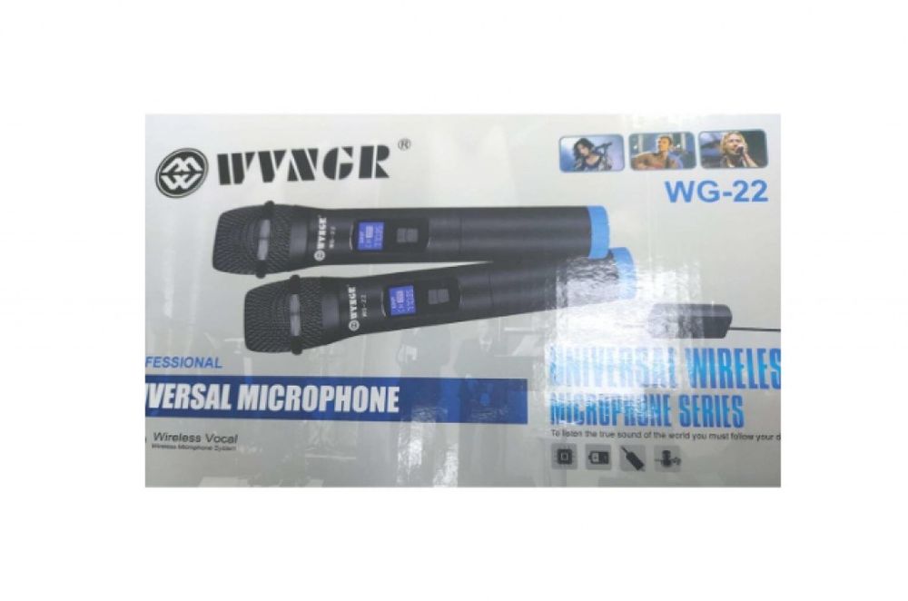 Комплект 2 бр. универсални динамични безжични микрофони WG-22