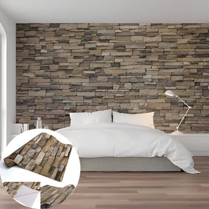 Самозалепващ 3D тапет с тухлен ефект – PVC, водоустойчив и шумоизолира