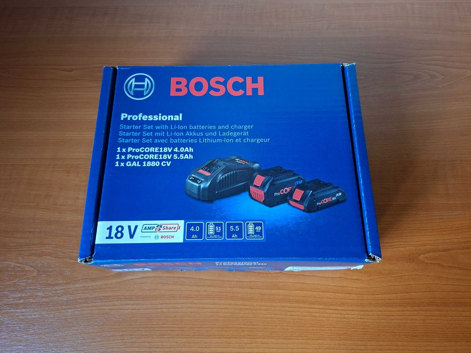 Set 6 acumulatori si incarcator Bosch Professional 18V noi in valiza L-BOXX