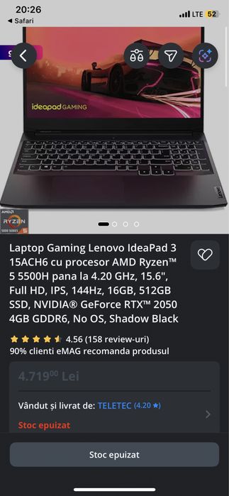 Vand laptop lenovo ideapadgaming 3