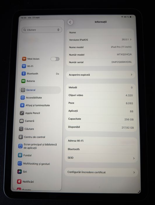 iPad Pro 11″ 256GB Wi-Fi ( 2018 ) – Space Gray – Stare bună