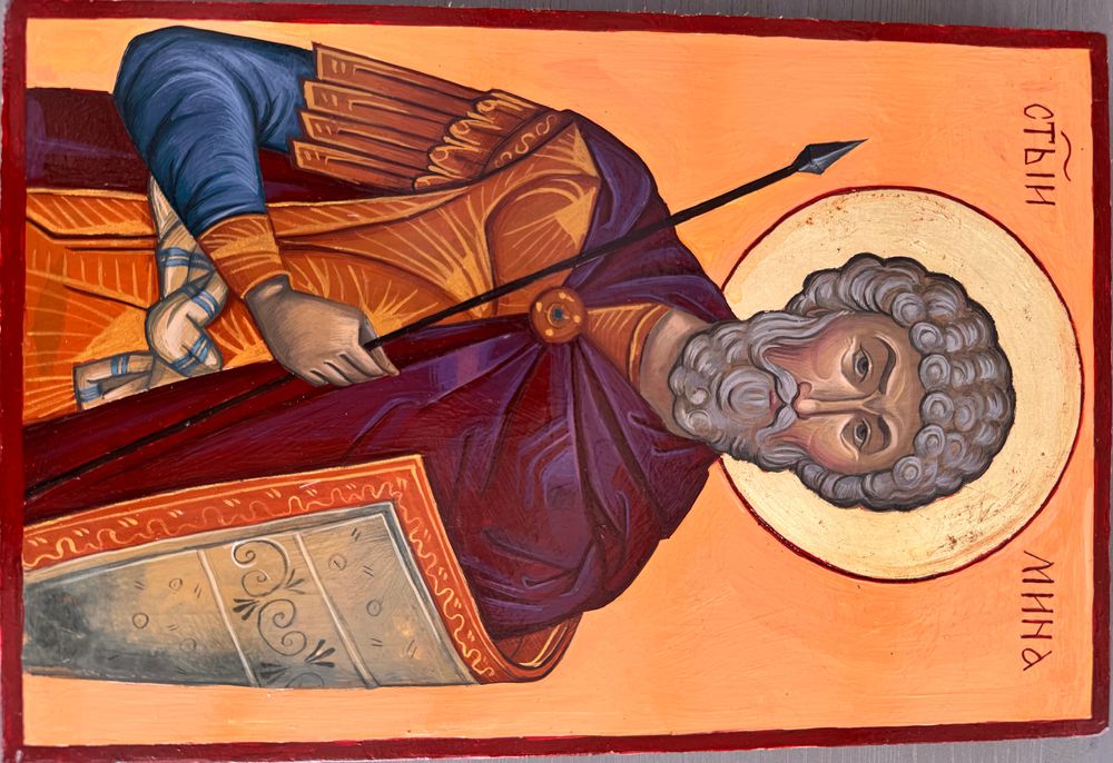 Икона на Свети Мина - изработена ръчно