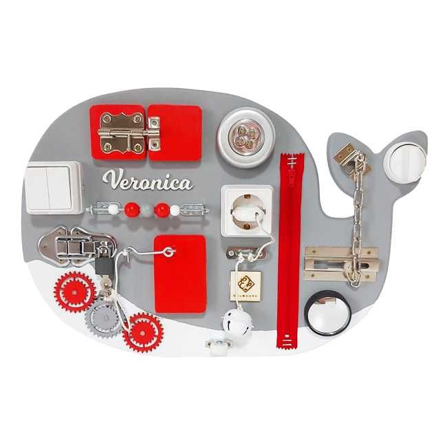 Placa senzoriala personalizata Busy Board pentru copii, Balena