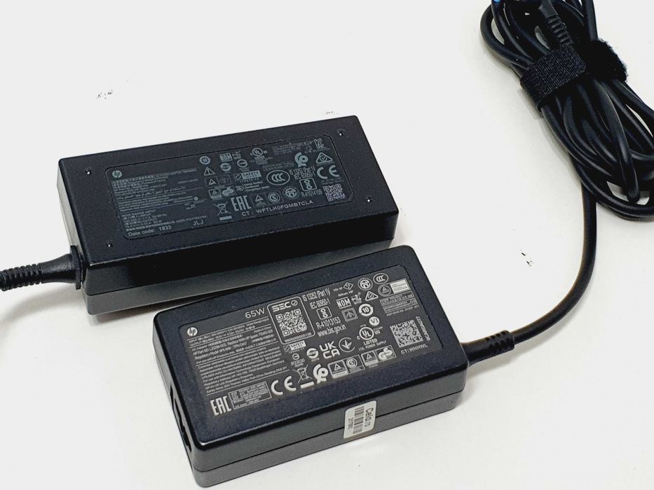 Incarcator HP Original Pin ID Albastru, mufa subtire 65w
