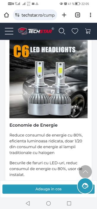 Set 2 becuri cu led 12/24 v pt faruri H4 H1 si H3 si H7 49 ron /set