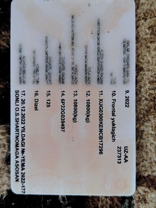 Pagruzchik srochna sotiladi
