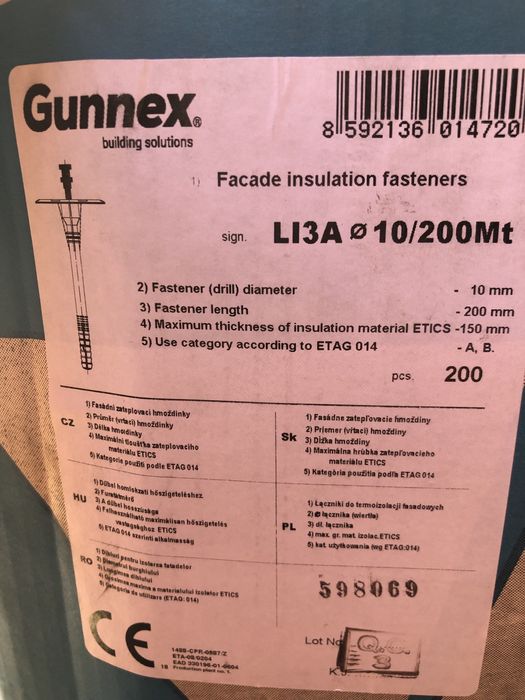 65 Dibluri fixare termoizolatie 10 mm lungime 200 mm